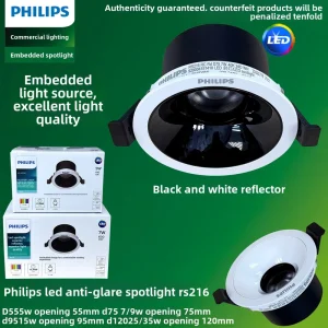 RS216 Recessed LED Spotlight Built in COB CRI90 Anti Glare 5W 35W Adjustable 24° Beam