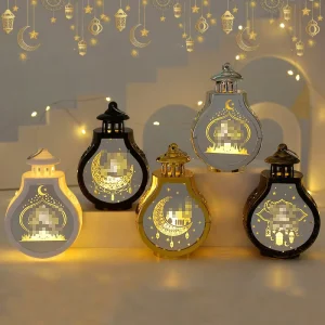 Ramadan Mubarak LED Portable Electronic Lamp Muslim Festival Gift Lantern for Home Ornament Supplies