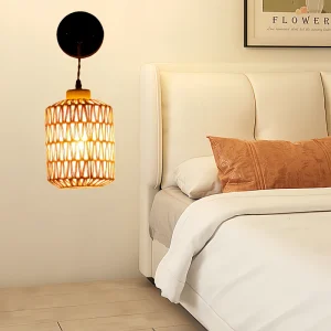 Rattan Woven Wall Lamp LED Warm White Beige Shade High CRI 95