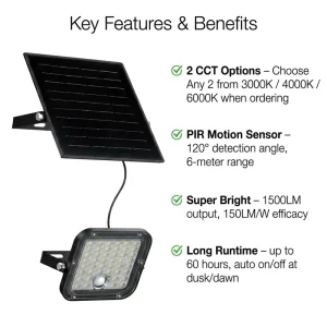 Real Brightness Cube Solar LED Flood Light 1500LM IP65 ABS RoHS 2CCT for Home & Garden & Commercial Use