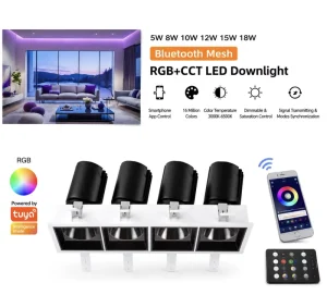 Recessed Downlight Smart Control for Hotel Commercial Rgb LED 4 Lamp Fixture COB 4x12w Living Room