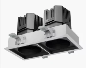 Recessed Dual Head Square LED Downlight Anti Glare Grille Spotlight for Living Room Hotel No Main Light Design