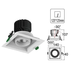 Recessed Grille Downlight Embedded Ceiling Spotlight for Small Medium Commercial Renovation