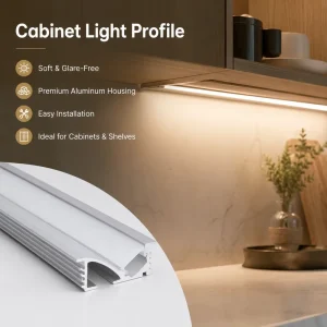 Recessed LED Aluminum Profile Under Cabinet Light for Kitchen Wardrobe Closet Strip Lighting Installation