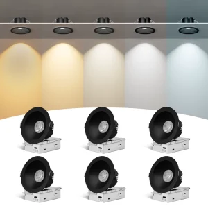 Recessed LED COB 16W Downlight 5CCT Commercial Light Black for Living Room Hotel