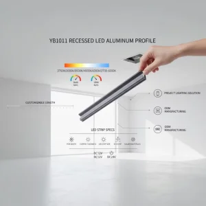 Recessed LED Cabinet Lights Aluminum Profile Channel Plastic for Wall Panel Furniture Linear Lighting Custom Solution YB1011-35