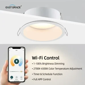 Recessed LED Downlight 3 CCT Adjustable 9W 12W 30W 40W Commercial Ceiling Light for Hotel Supermarket Indoor Room Lighting