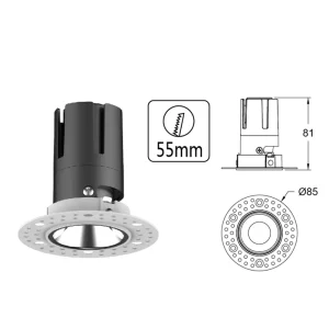 Recessed LED Downlight Anti Glare Rotatable Spotlight for Hotel Bathroom Lighting