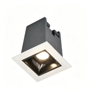 Recessed Square Grille Lamp Contrast Black White Frame for Gallery Boutique Cafe Indoor Decoration Light