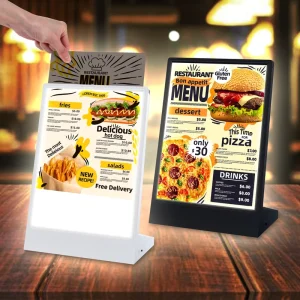 Rechargeable A4 Desktop Advertising Light Box Double Sided LED Display Stand