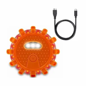 Rechargeable Flashing Warning Light Emergency Disc Beacon Magnet Roadside Flare Safety Light LED Road Flares Kit Camp Light