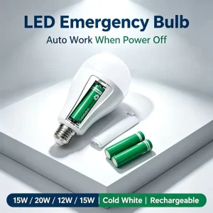 Rechargeable LED Emergency Bulb Detachable 18650 Lithium Battery Multi Wattage Home Power Outage Backup Lighting