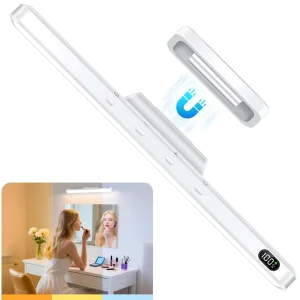 Rechargeable LED Light with Dimmable Button Control Battery Display for Mirror Wardrobe Bedroom Home Lighting