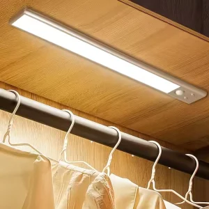 Rechargeable LED Motion Sensor Night Light Under Cabinet Cordless Lamp for Kitchen Wardrobe Bedside Induction Strip Bar Light
