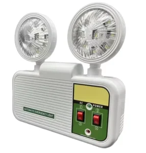 Rechargeable LED Twin Spot Emergency Light 2 Hours Backup Hotels Hospitals Indoor Outdoor Use