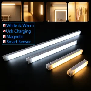 Rechargeable Magnet 30cm LED Under Kitchen Cabinet Lighting Wireless Motion Sensor Night Light Charging Light