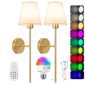 Rechargeable RGB Modern Indoor Wall Lamp Wireless Remote Dimmable LED Bedside Interior Wall Light Sconce for Bedroom Living Room