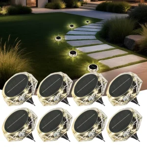 Rechargeable Solar LED Ground Light Lithium Battery IP54 Outdoor Landscape Lighting Dusk to Dawn Lawn Garden Patio Walkway
