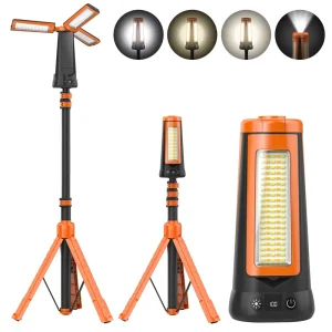 Rechargeable Type C Charging LED Camping Light Tripod Stand Portable Cordless Emergency Flash IP65 Rated Dimmable Outdoor Lamp