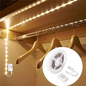 Rechargeable Under Cabinet Light Strip LED Strip Light with Motion Sensor for Cabinet Kitchen Counter Shelf