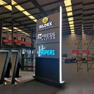 Rectangle 3D Backlit Logo Business Pylon Signage Custom Modular Side-lit Totem Wayfinding LED Advertising Light Box