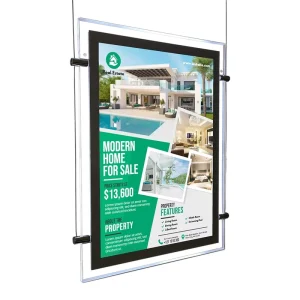 Rectangle Acrylic LED High Brightness Ultra Slim Hanging Panel Sign Illuminated Real Estate Agent Advertising