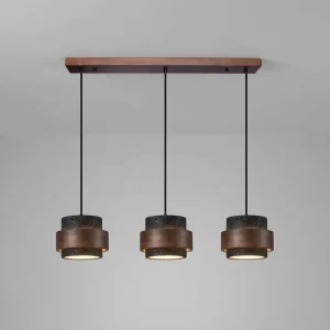 Rectangle Black Travertine Chandelier Pendant Lights for Kitchen Island Wabi Sabi 3 Lights Stone Pendant Lamp Adjustable Height