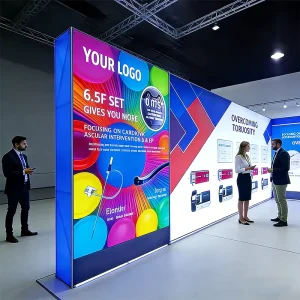 Rectangle Decorative Aluminum Alloy Advertising Light Box Backlight Exhibition Stand Folding Quick Trade Show Background Board