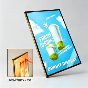Rectangle Hanging LED Lightbox Poster Frame with Aluminum Alloy Construction for Restaurant Cinema Advertising Signs