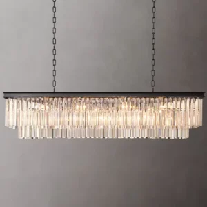 Rectangular Chandelier for Indoor Home Commercial Lighting Modern Linear Crystal Pendant Light