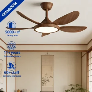 Remote Control Ceiling Fan Light with 6 Speed Levels Silent ABS Blades Integrated LED Lamp for Bedroom and Living Room