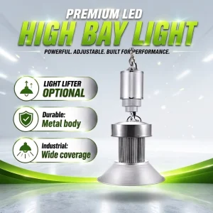 Remote Control Motor Lamp Lifter Superior Quality Aluminum PC Warehouse Indoor High Bay Lamp 100W 150W 200W 250W 300W