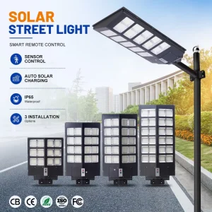 Remote Control Parking Lot Outdoor Streetlight Waterproof IP65 500 1000 1500 2000W Integrated All in One LED Solar Street Light