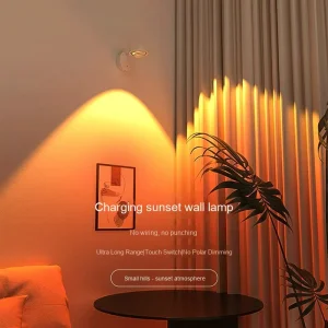 Remote Control Rechargeable Sunset Lamp Atmosphere Spotlight for Bedroom Living Room Wall Decoration Picture Lighting No Wiring