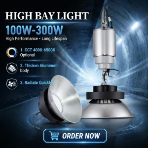 Replace Lamps 150W-300W Industrial High Bay Pendant Light Aluminum 2700-6500K Factory Warehouse High Ceiling Light