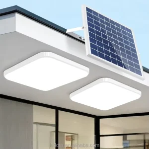 Residential Outdoor Square Solar Ceiling Lamp IP65 Waterproof High Brightness Remote Control Garden Lighting