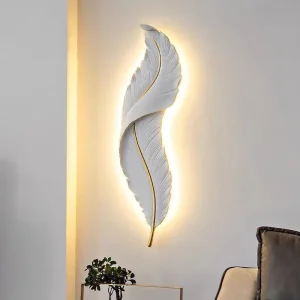 Resin Feather Wall Lamp LED Luxury Creative Bedroom Bedside Hallway TV Background Minimalist Living Room Light