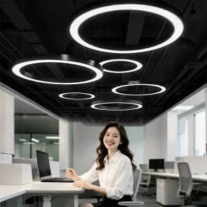 Restaurant Bar Home Decoration LED Chandelier Office Ceiling 30W Circle Linear Light