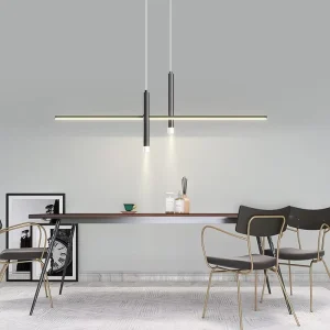 Restaurant Dining Pendant Light Linear Strip Iron Middle Size Modern Minimalist Creative Designer Dining Room Bar Light