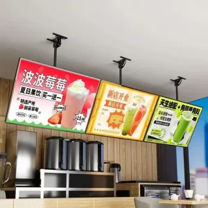 Restaurant Indoor Rectangle Aluminum Alloy Ultra Slim Eco Friendly Hanging LED Menu Light Box Poster