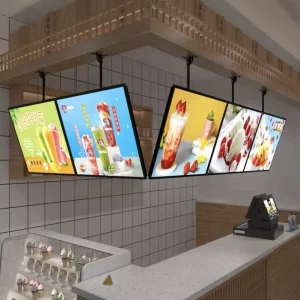 Restaurant Menu Order Light Box Illumination Hanging Bar Milk Tea Shop Poster Display LED Advertising Aluminum Lightboxes