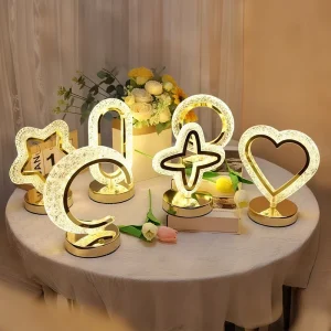 Restaurant Rechargeable Color Crystal Table Desk Lamp Lighting USB Hotel Luxury Decoration Modern