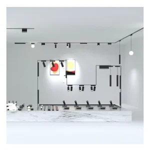 Retail DC48V Magnetic Track Lighting System Black White Magnet Rail Led Magnetic Track Lights for Shop Museum