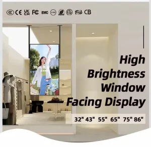 Retail Store 4K High Brightness Ceiling Hanging LCD Touch Screen Digital Signage Capacitive Touch for Advertising Window Display