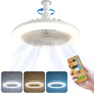 Retractable Ceiling Fan Light E27 LED Invisible Blades Remote Control Dimmable Modern Lamp Bedroom Living Room Decor