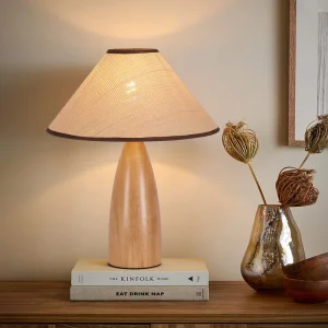 Retro Decoration Wooden Desk Lamp Fabric Lighting Fixture Interior LED Natural Color Fabric Table Lamp Bedroom Bedside Lighting