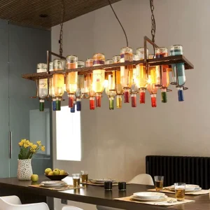 Retro Industrial Style E27 Chandelier Bar Coffee Restaurant Living Room Glass Bottle American Creative Pendant Light