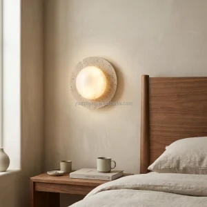 Retro LED Wall Lamp Travertine Alabaster Lamp Bedroom Bedside Living Room Dining Room Corridor Decoration Dining Room Lighting
