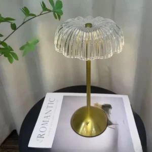 Retro Metal and Glass Table Lamp High End Bedroom Ambient Light Decorative Rechargeable Night Light Premium Ambient Light