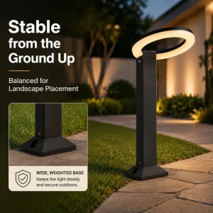 Ring Shape LED Bollard Light Waterproof Garden Post Lamp for Yard Footpath Residential Commercial Landscape Lighting